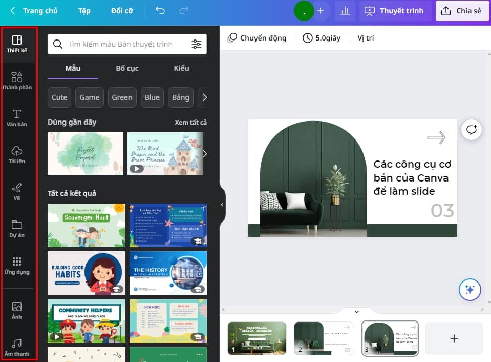 Cách làm slide trên canva với các công cụ cơ bản