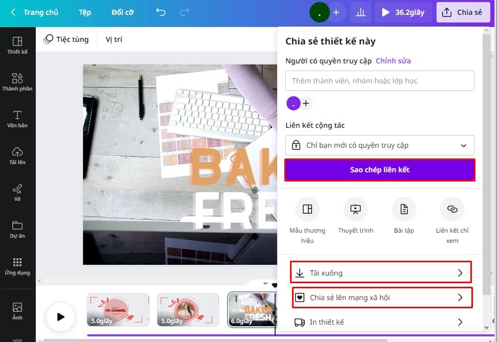 Chia sẻ và tải xuống video của bạn