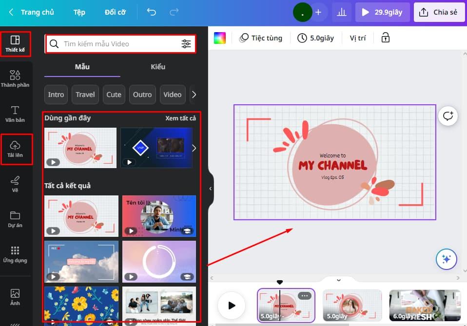 Chọn mẫu video có sẵn hay tạo mới video của bạn