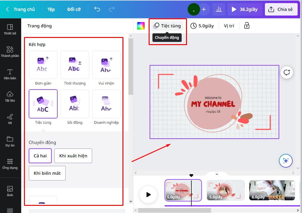 Thêm hiệu ứng chuyển tiếp video