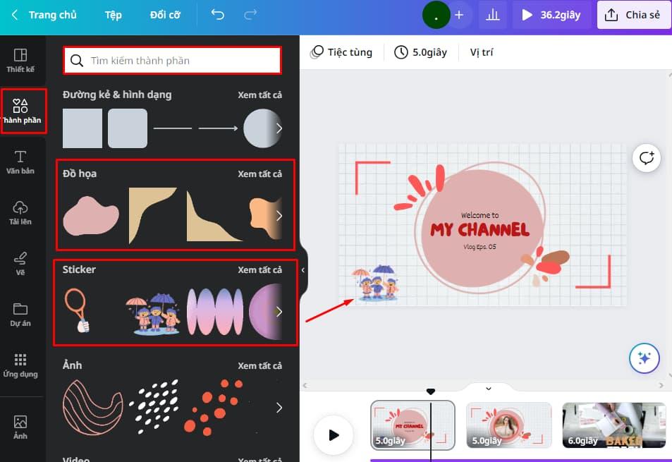 Thêm sticker và đồ họa để video thêm sinh động