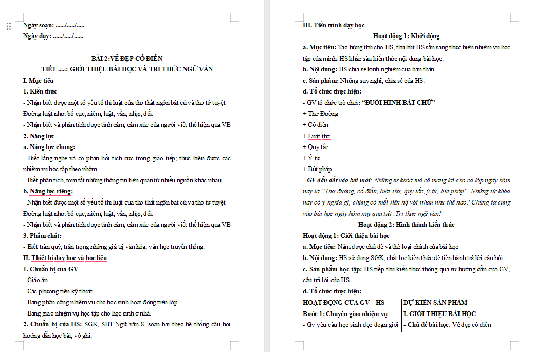 Giáo án PowerPoint Ngữ văn 8 Bài 3: Tri thức ngữ văn