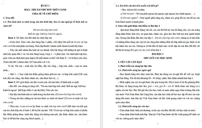 Giáo án Tiếng Việt 5 Thư gửi các học sinh