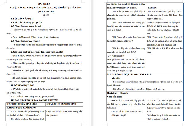 Giáo án Tiếng Việt 5 Luyện tập viết đoạn văn giới