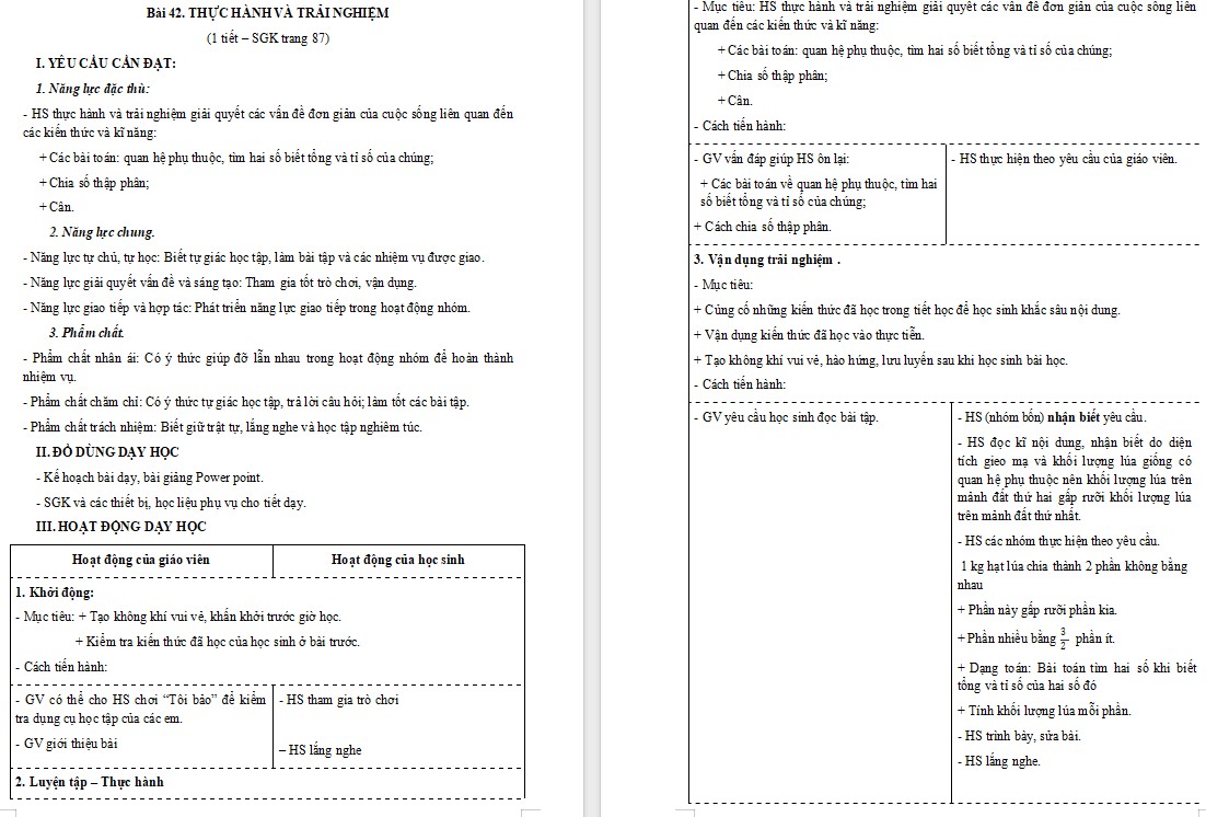 Giáo án Toán 5 CTST Bài Thực hành và trải nghiệm trang 87