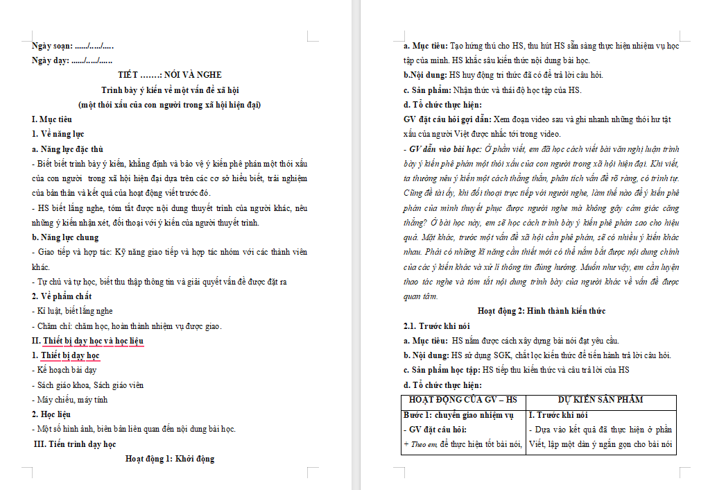 Giáo án PowerPoint Ngữ văn 8 Bài 5: Nói và nghe
