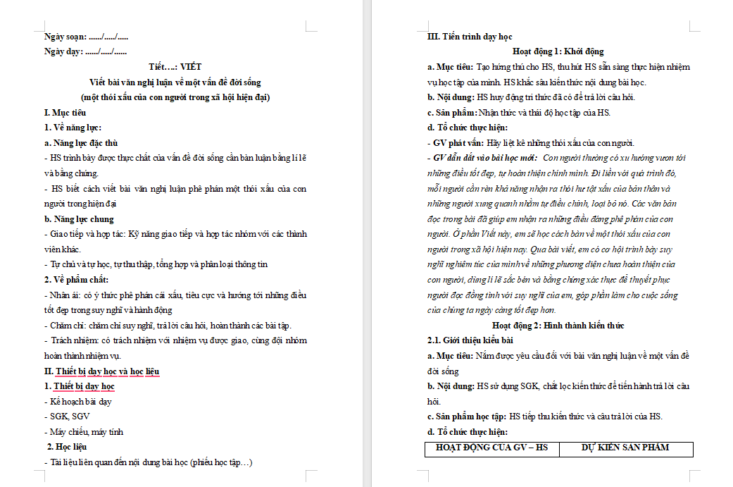 Viết bài văn nghị luận về một vấn đề đời sống