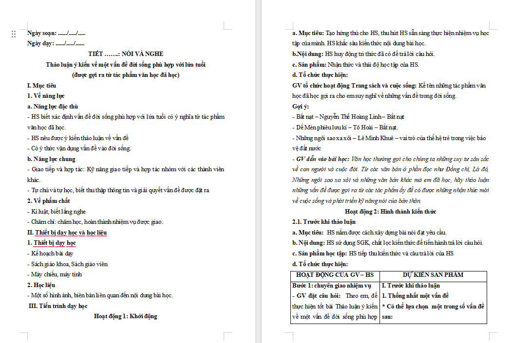 Giáo án PowerPoint Ngữ văn 8 Bài 7: Nói và nghe