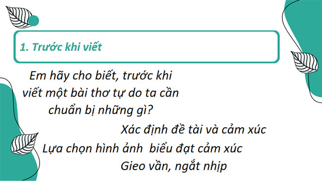 Giáo án Ngữ văn 8 Bài 7: Tập làm một bài thơ tự do