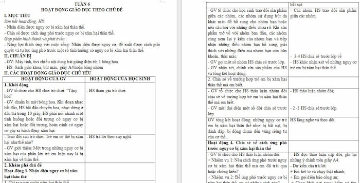 Giáo án Hoạt động trải nghiệm 4 Tuần 6