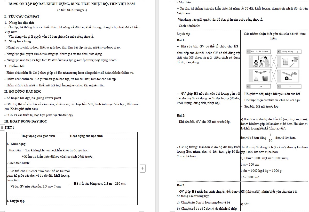 Giáo án Toán 5 CTST Bài 95 trang 93