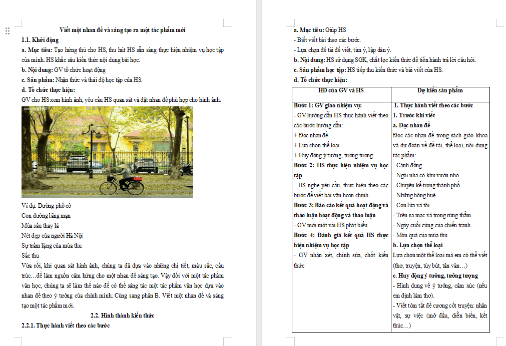  Viết một nhan đề và sáng tạo một tác phẩm mới