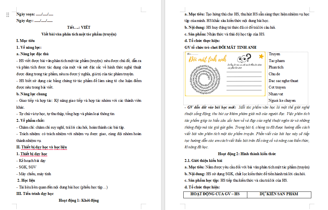  Viết bài văn phân tích một tác phẩm truyện