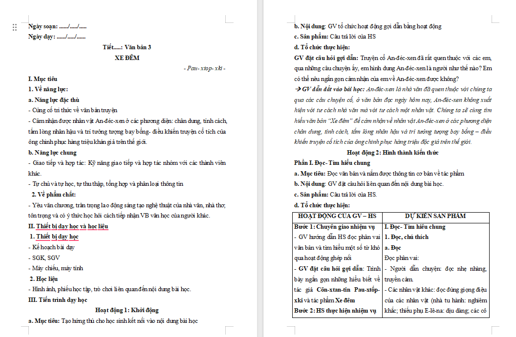 Giáo án PowerPoint Ngữ văn 8 Bài 8: Xe đêm