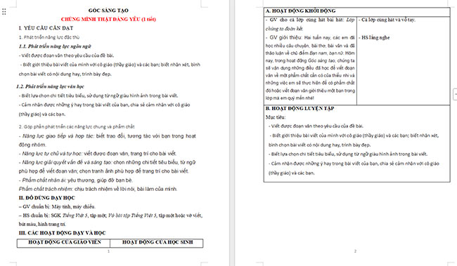 Giáo án Tiếng Việt 5 Chúng mình thật đáng yêu