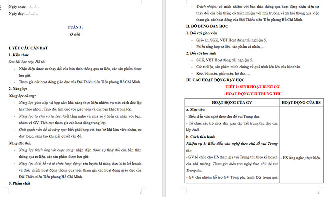 Giáo án Hoạt động trải nghiệm 5 Tuần 3