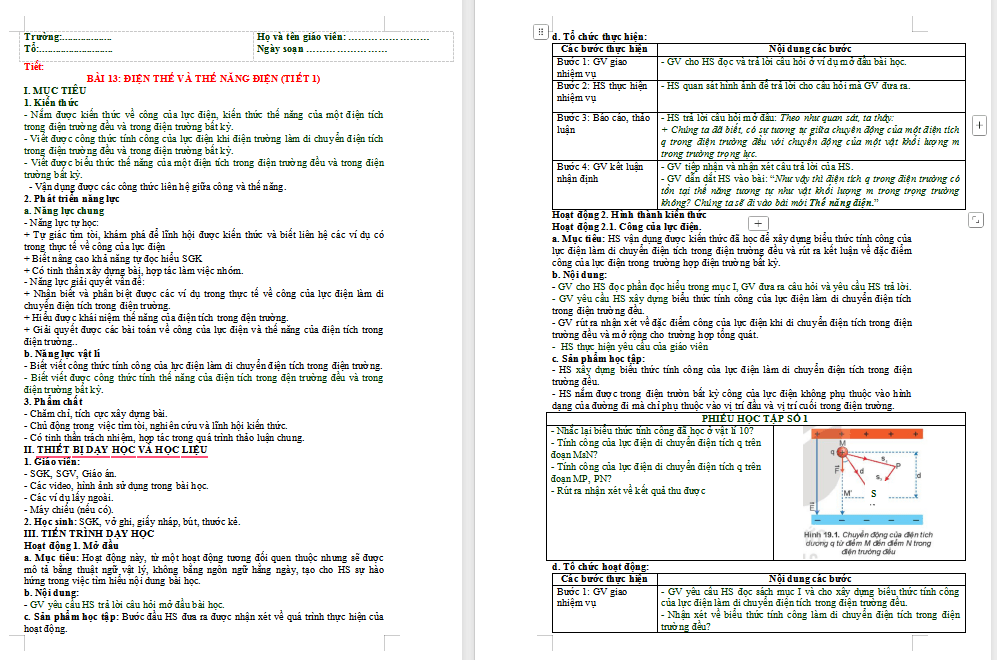 Giáo án PowerPoint Vật lí 11 Bài 13 CTST