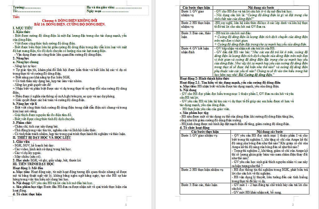 Giáo án PowerPoint Vật lí 11 Bài 16 CTST