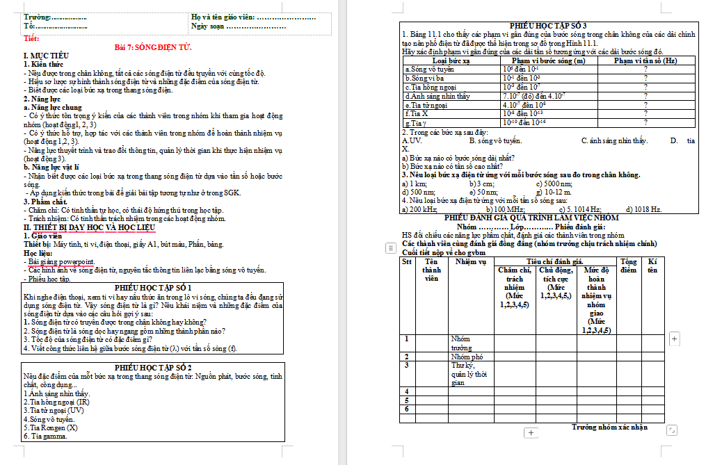 Giáo án PowerPoint Vật lí 11 Bài 7: Sóng điện từ