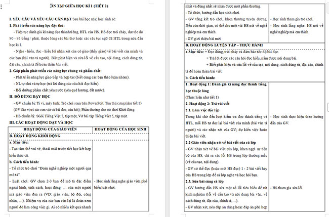 Giáo án Tiếng Việt 5 Ôn tập giữa học kì I (Tiết 2)