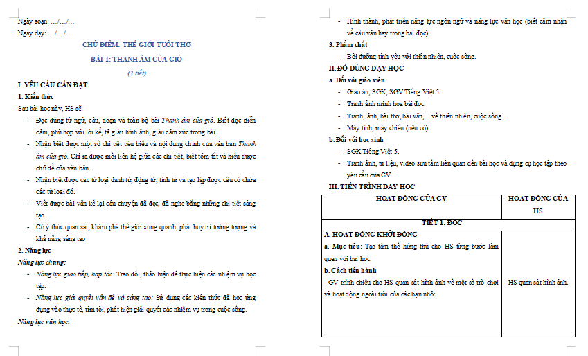 Bài 1 Thanh âm của gió