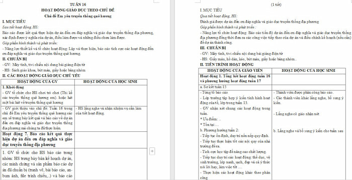 Giáo án Hoạt động trải nghiệm 4 Tuần 16