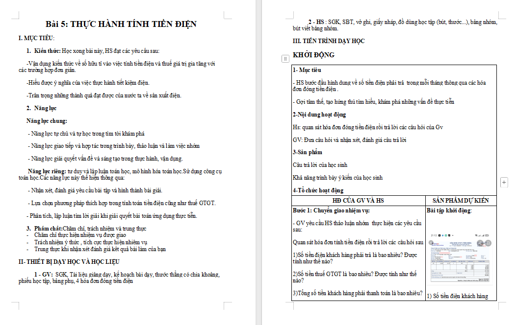 Thực hành tính tiền điện