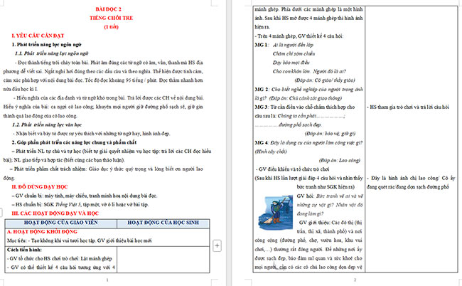 Giáo án Tiếng Việt 5 Tiếng chổi tre