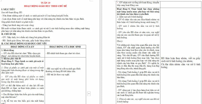 Giáo án Hoạt động trải nghiệm 4 Tuần 19