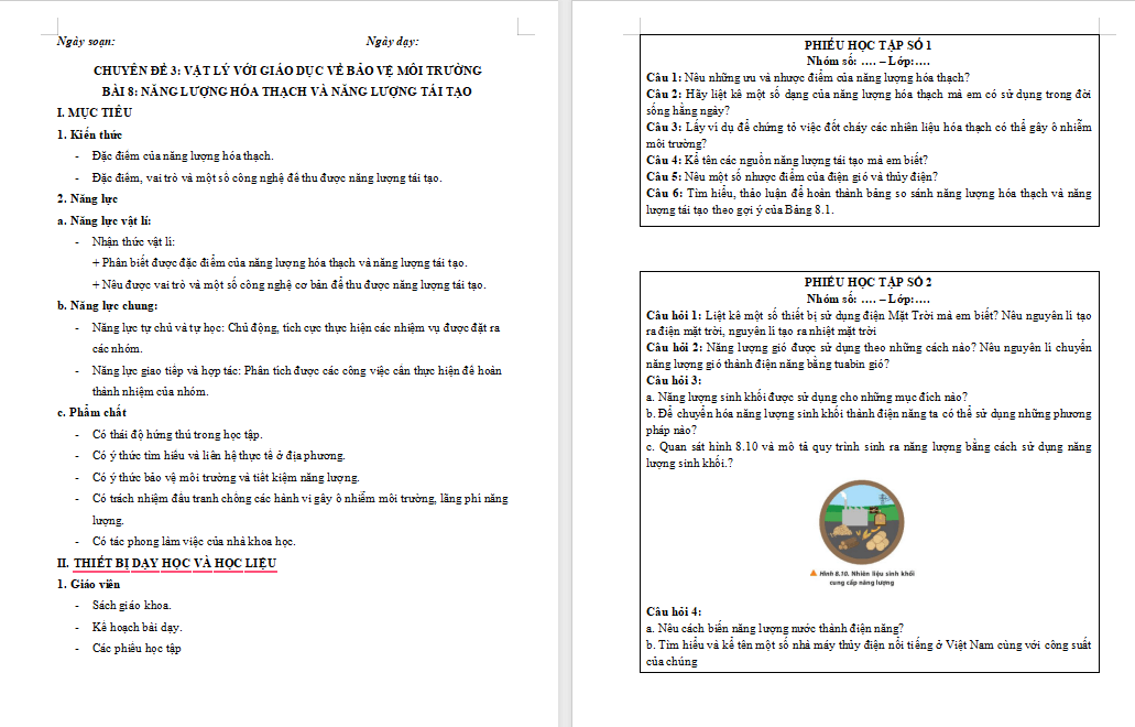 Năng lượng hóa thạch và năng lượng tái tạo