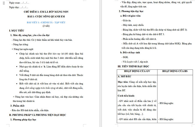 Giáo án Tiếng Việt 2 Tập chép Đôi bàn tay bé, Chữ hoa A