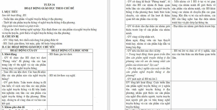 Giáo án Hoạt động trải nghiệm 4 Tuần 34