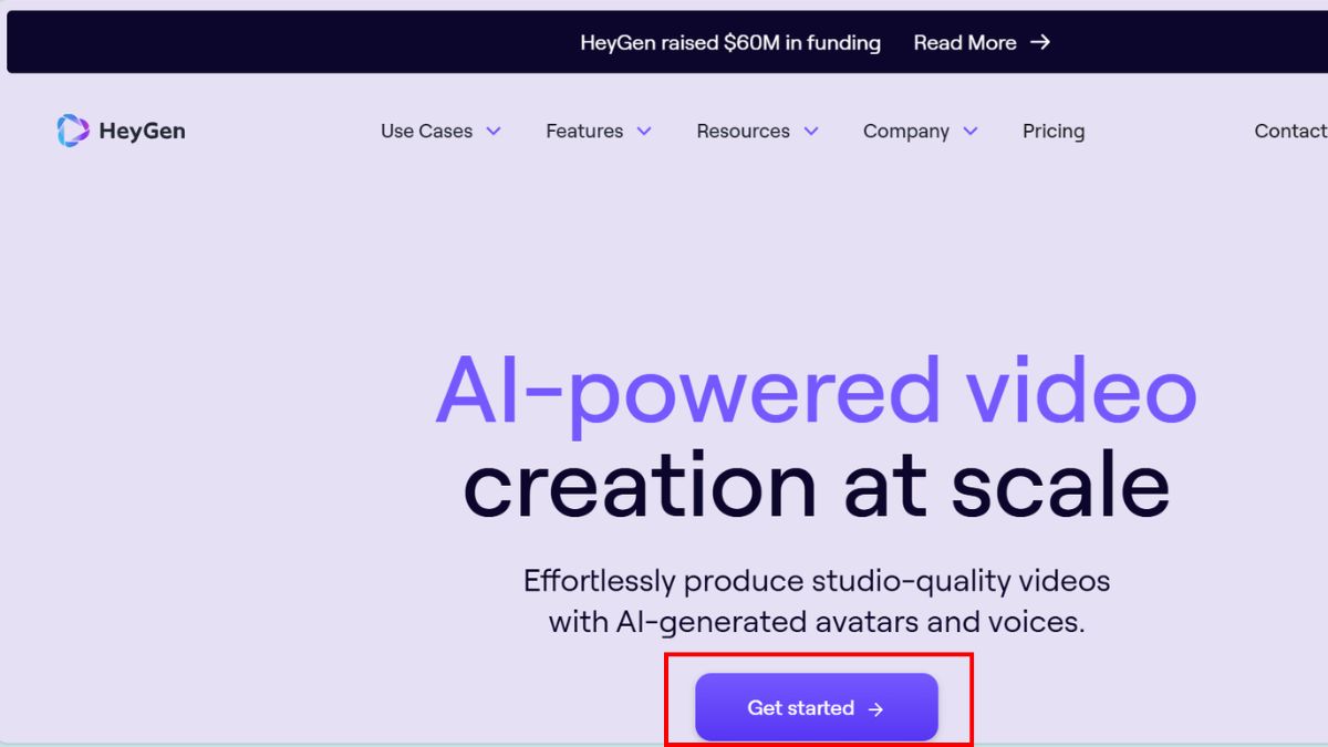 Vào trang chủ của HeyGen