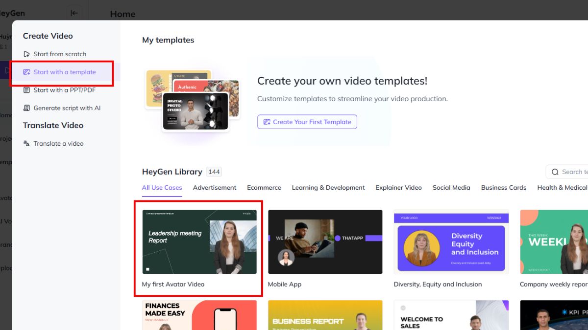 Start with a template