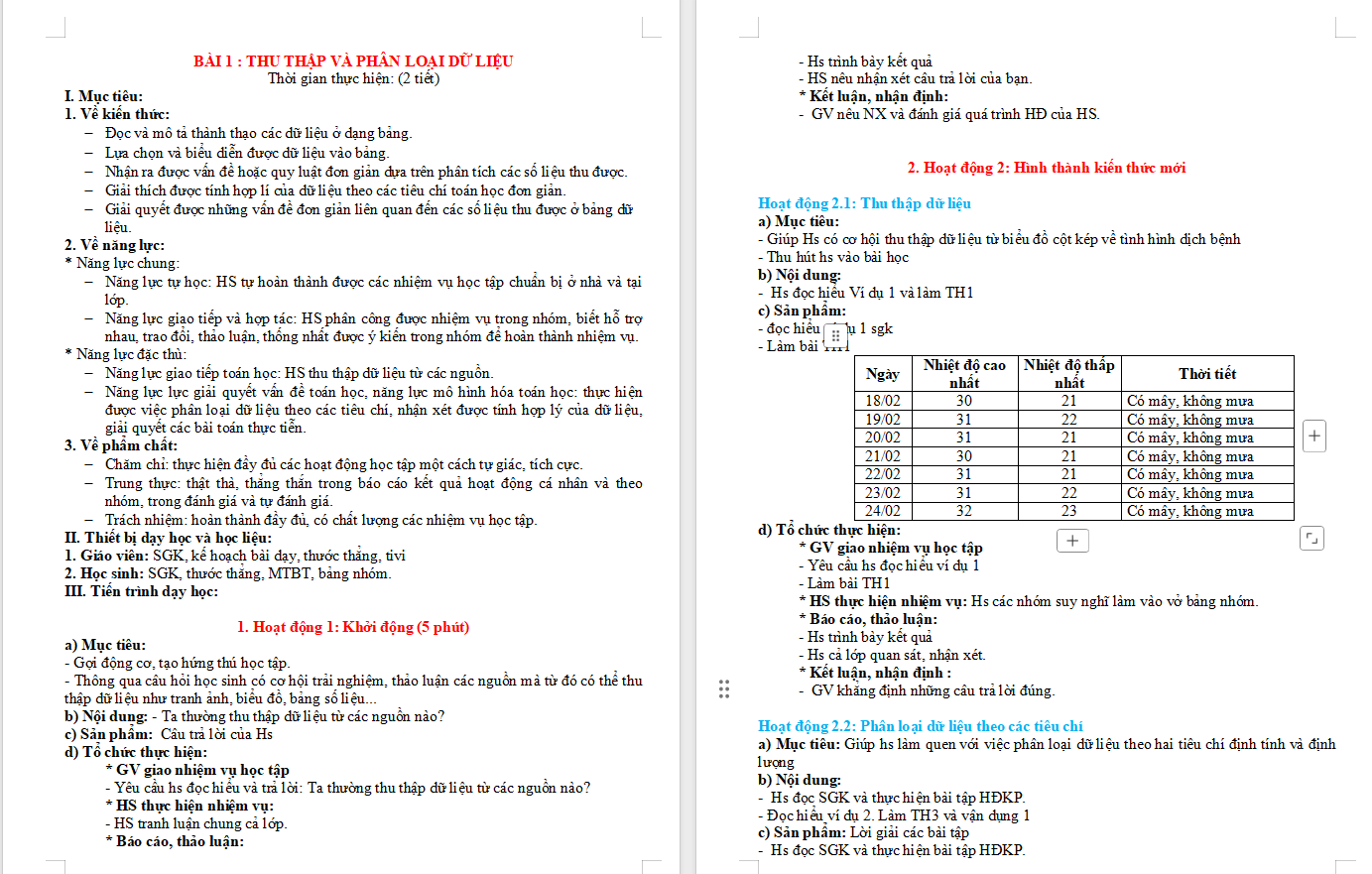 Thu thập và phân loại dữ liệu