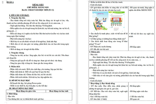 Giáo án Tiếng Việt 3 Ngày khai trường