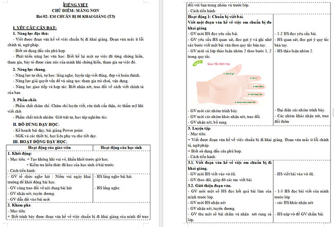 Giáo án Tiếng Việt 3 Em chuẩn bị đi khai giảng