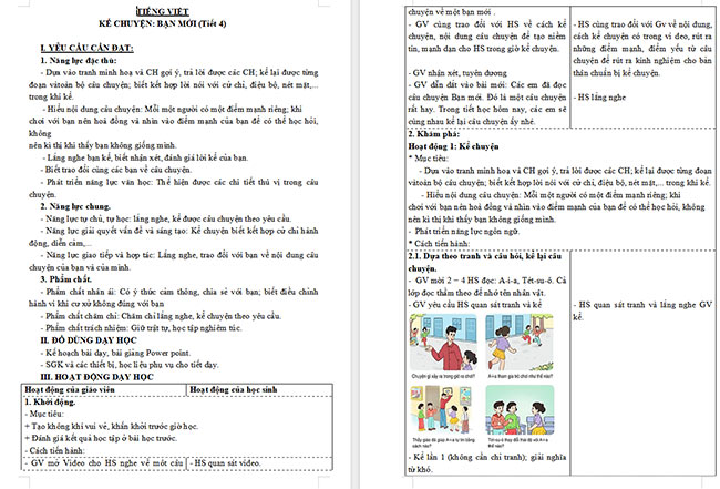 Giáo án Tiếng Việt 3 Kể chuyện Bạn mới