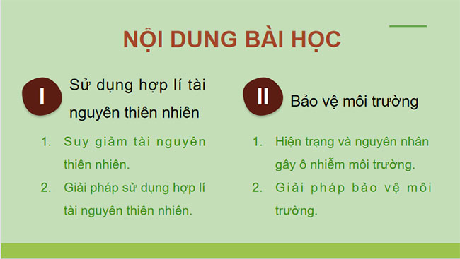 Vấn đề sử dụng hợp lí tài nguyên thiên nhiên và bảo vệ môi trường 