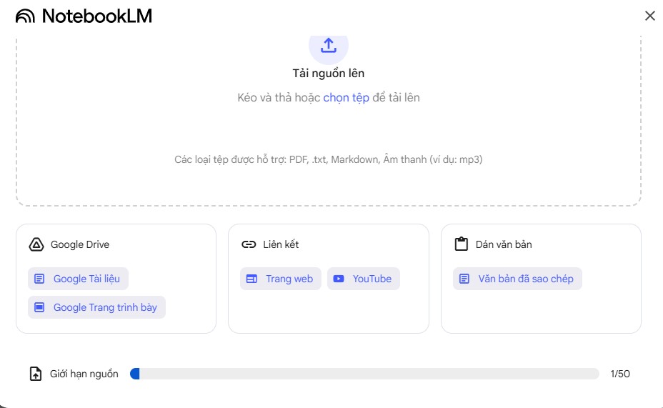 Tải lên và bổ sung nguồn tài liệu