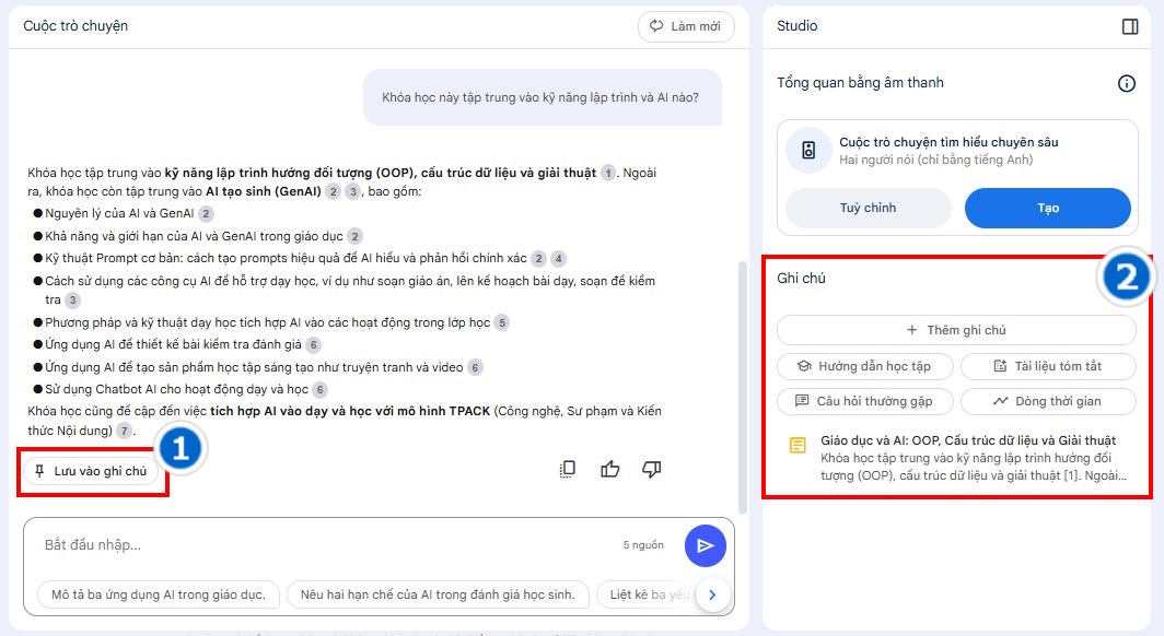 Lưu lại ghi chú quan trọng