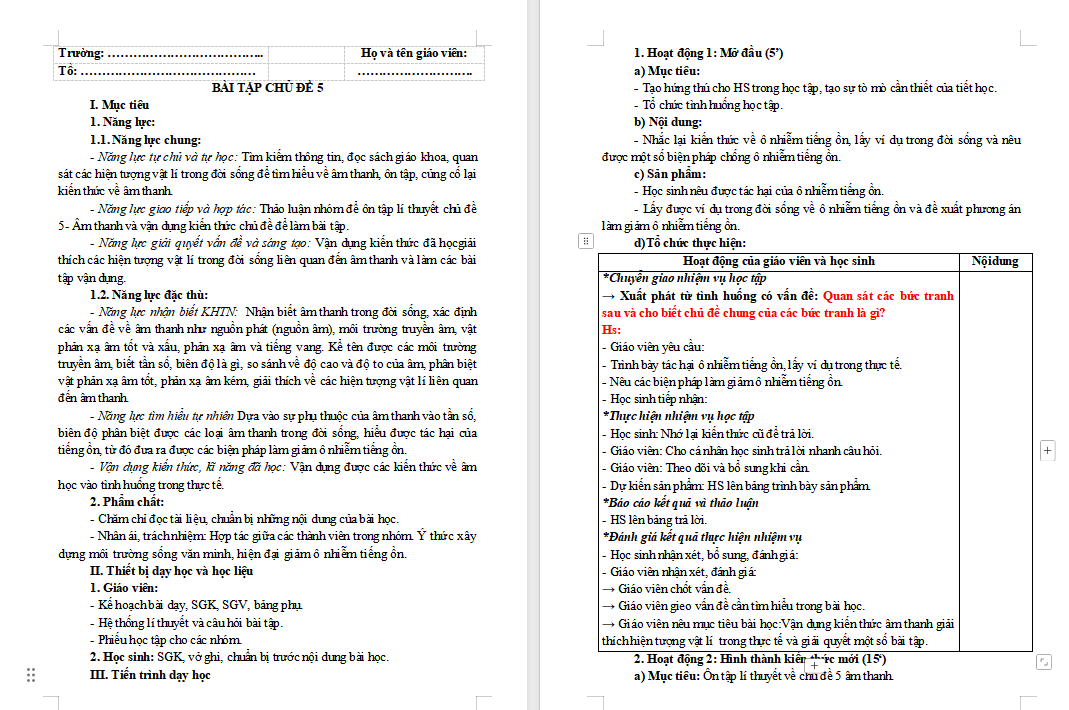 Bài tập Chủ đề 5