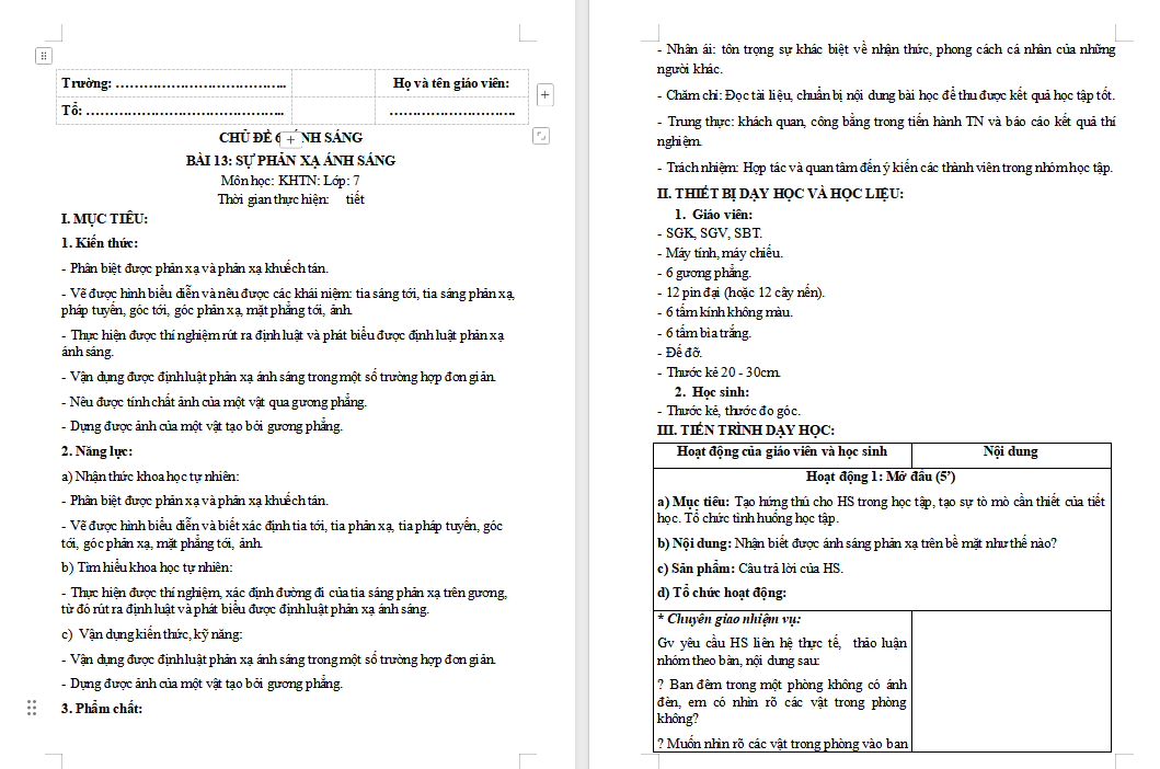 Giáo án PowerPoint Khoa học tự nhiên 7 Cánh diều Bài 13