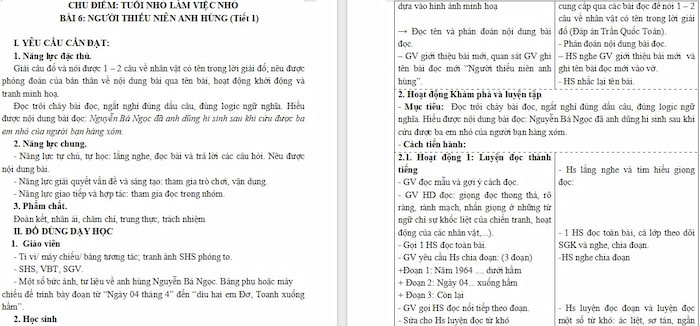 Giáo án Tiếng Việt 4 Người thiếu niên anh hùng