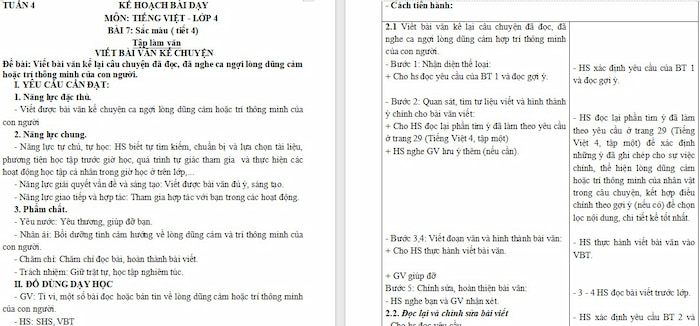 Giáo án Tiếng Việt 4 Viết bài văn kể chuyện