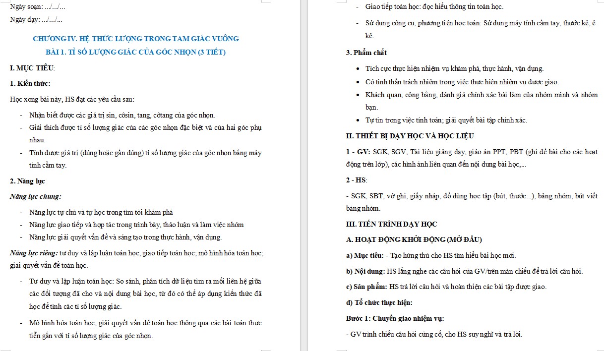 PowerPoint Toán 9 Cánh Diều Bài Tỉ số lượng giác của góc nhọn