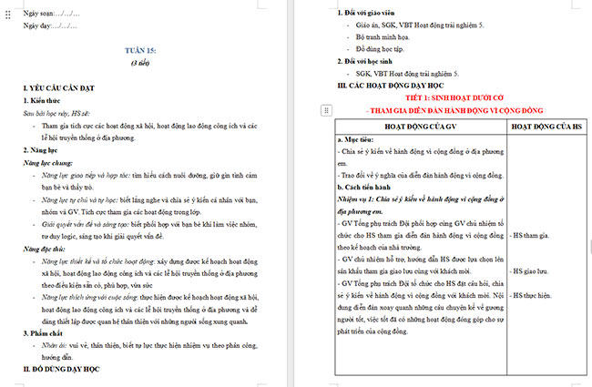 Giáo án Hoạt động trải nghiệm 5 Tuần 15