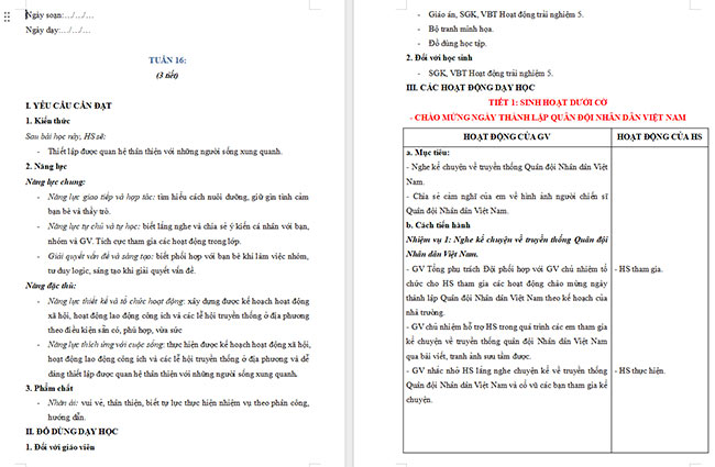 Giáo án Hoạt động trải nghiệm 5 Tuần 16