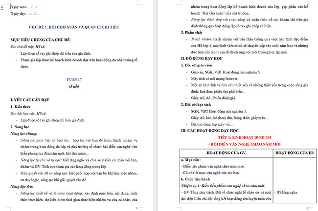 Giáo án Hoạt động trải nghiệm 5 Tuần 17
