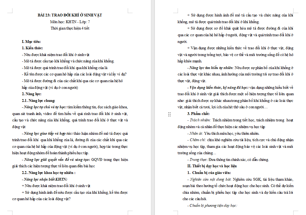 Giáo án Khoa học tự nhiên 7 Bài 23